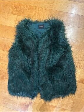 Jessica Simpson Girls' Faux Fur Vest - Emerald Green